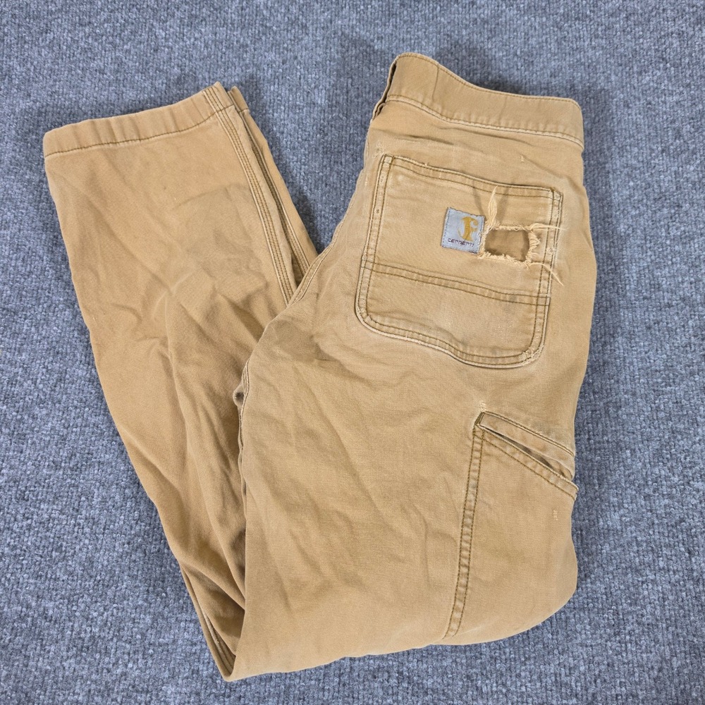 Carhartt Relaxed Fit Double Front Work Pants Brown Thrashed Distressed Tag 30x30